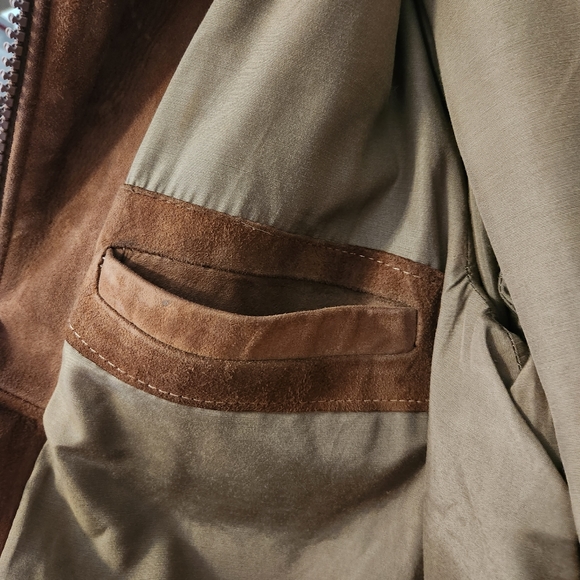 Vintage Aviator Bomber Jacket Zip Up Brown 100% Soft Lamb Suede Leather Medium - Picture 8 of 10